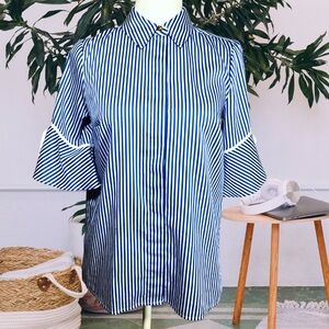 Draper James Pinstripe Button Down Blouse